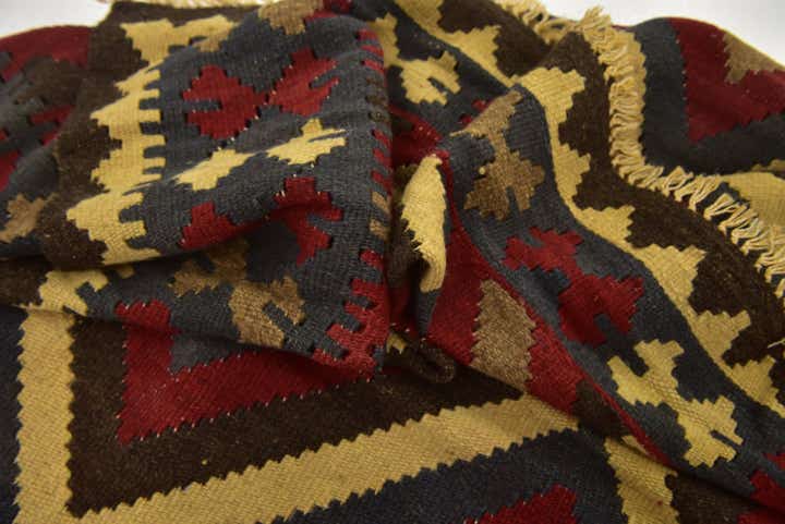 5' 7 x 8' 5 Hand Woven Kilim Maymana Wool Rug