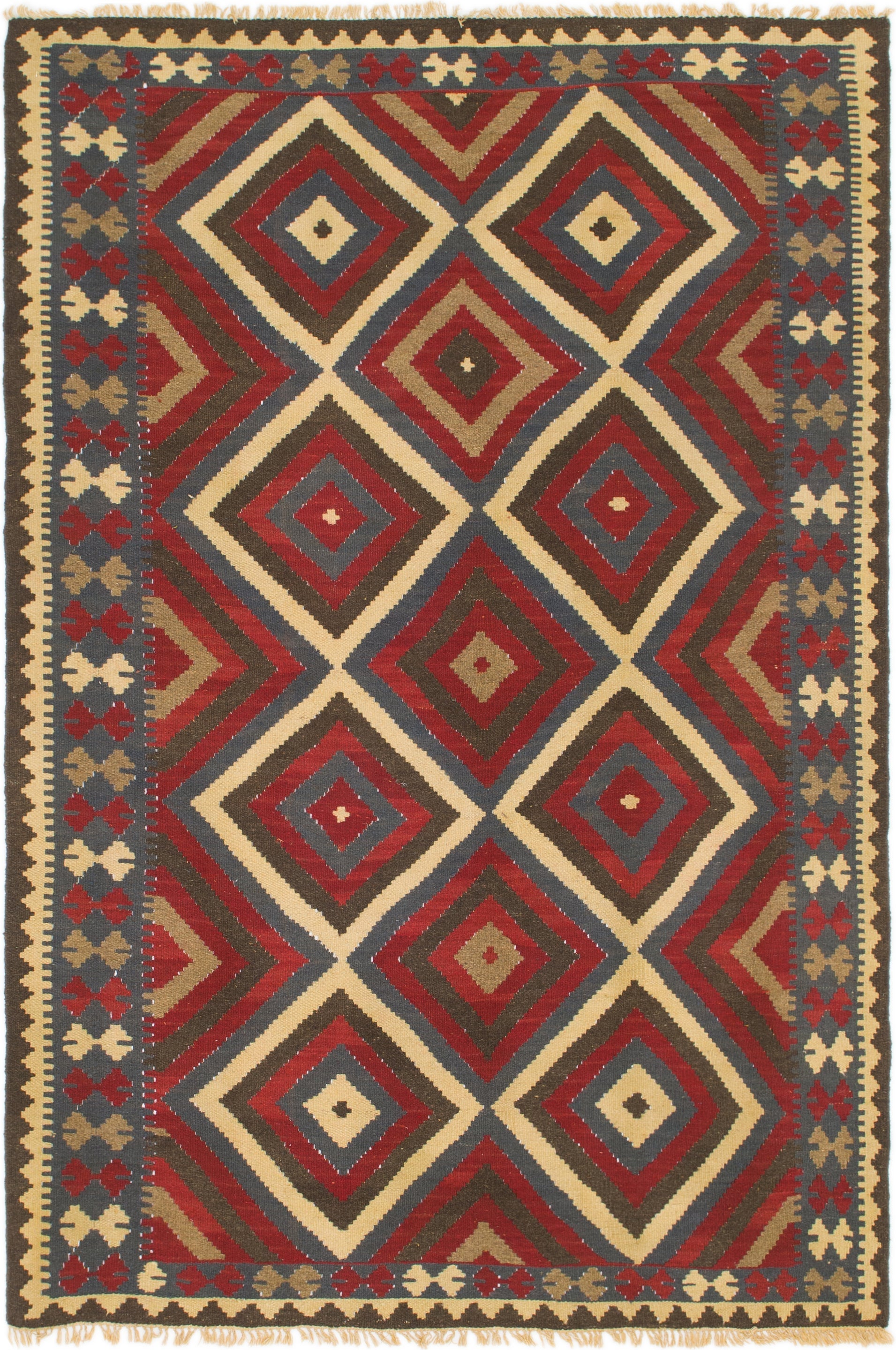 5' 7 x 8' 5 Hand Woven Kilim Maymana Wool Rug