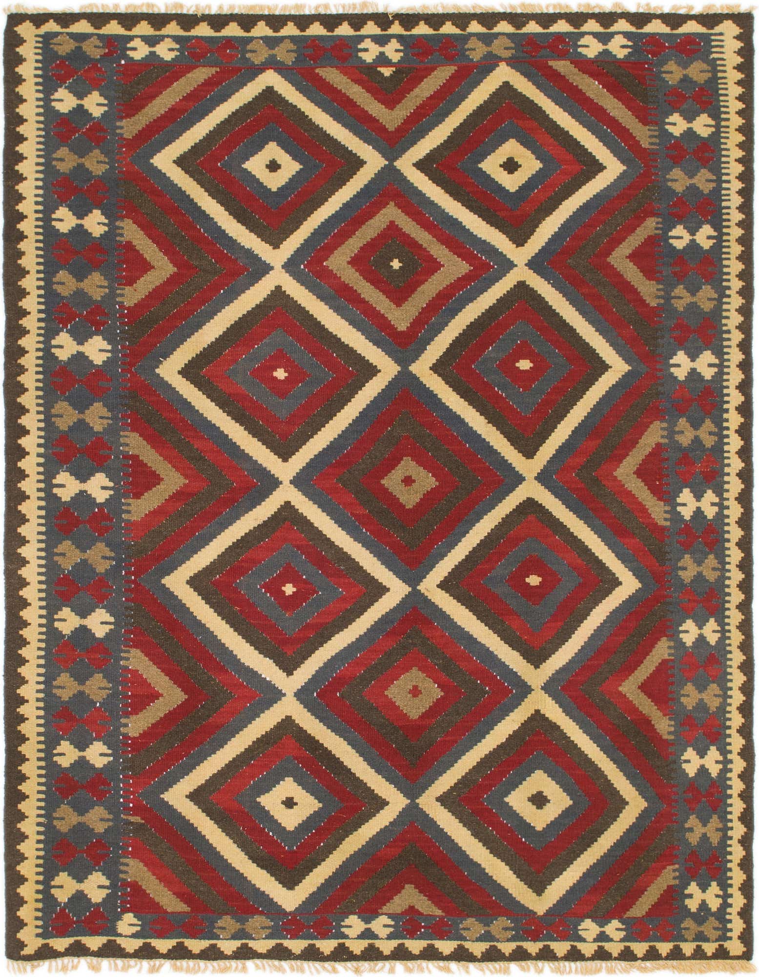 5' 7 x 8' 5 Hand Woven Kilim Maymana Wool Rug