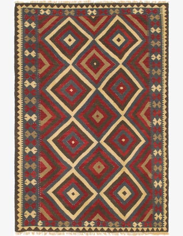 5' 7 x 8' 5 Hand Woven Kilim Maymana Wool Rug