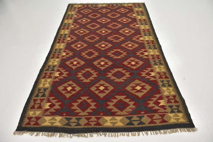 4' 10 x 8' 3 Hand Woven Kilim Maymana Wool Rug