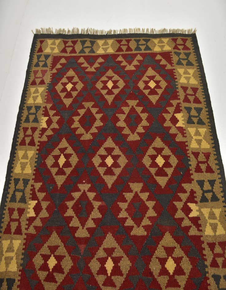 Detail image of 4' 10 x 8' 3 Hand Woven Kilim Maymana Wool Rug