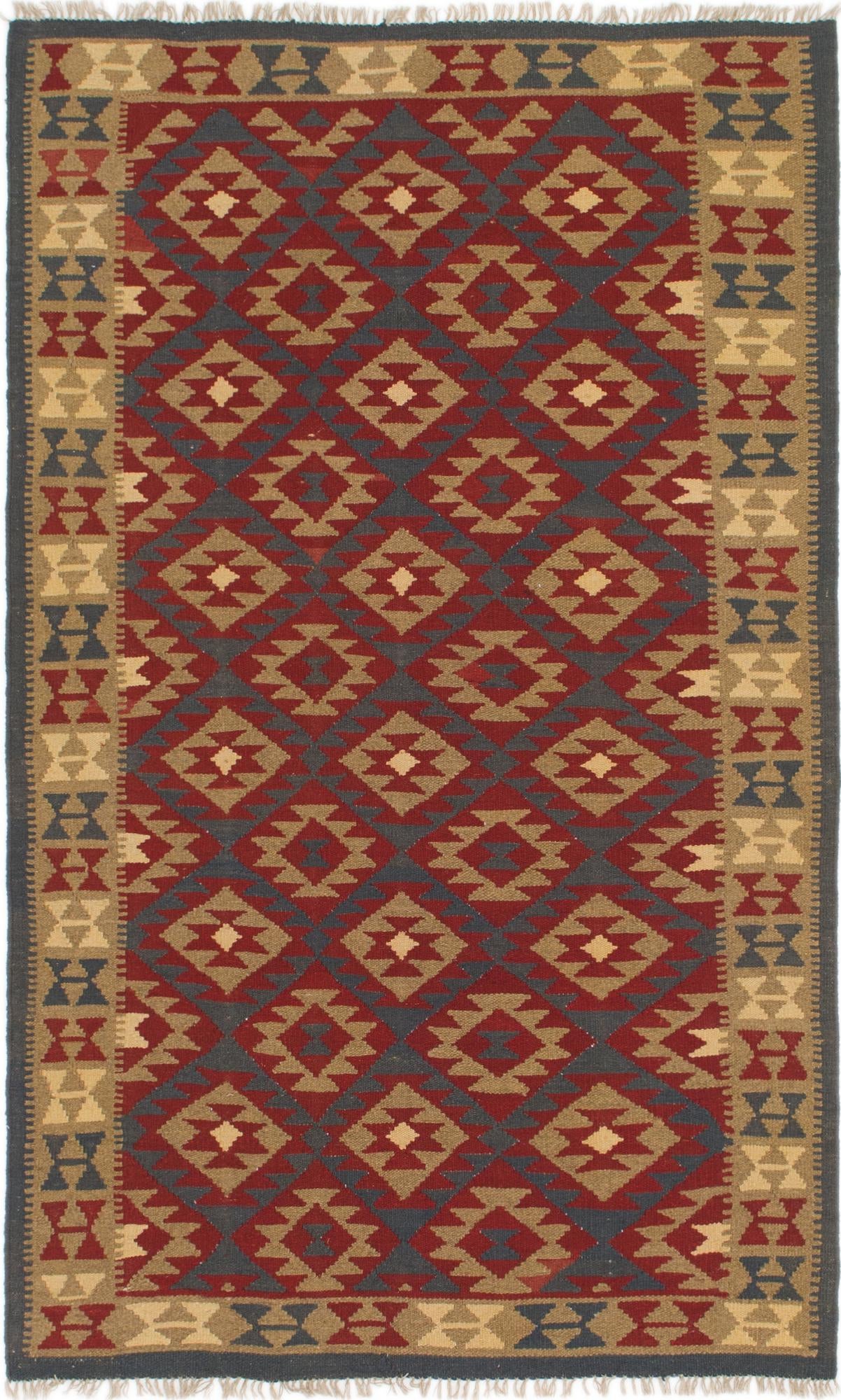 4' 10 x 8' 3 Hand Woven Kilim Maymana Wool Rug