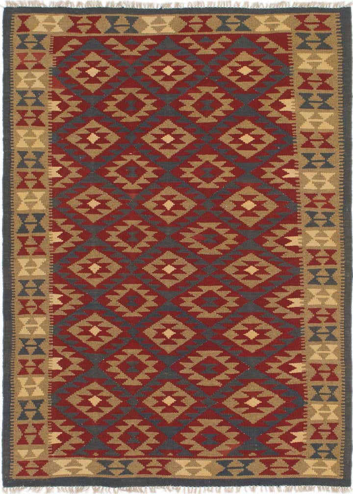 4' 10 x 8' 3 Hand Woven Kilim Maymana Wool Rug