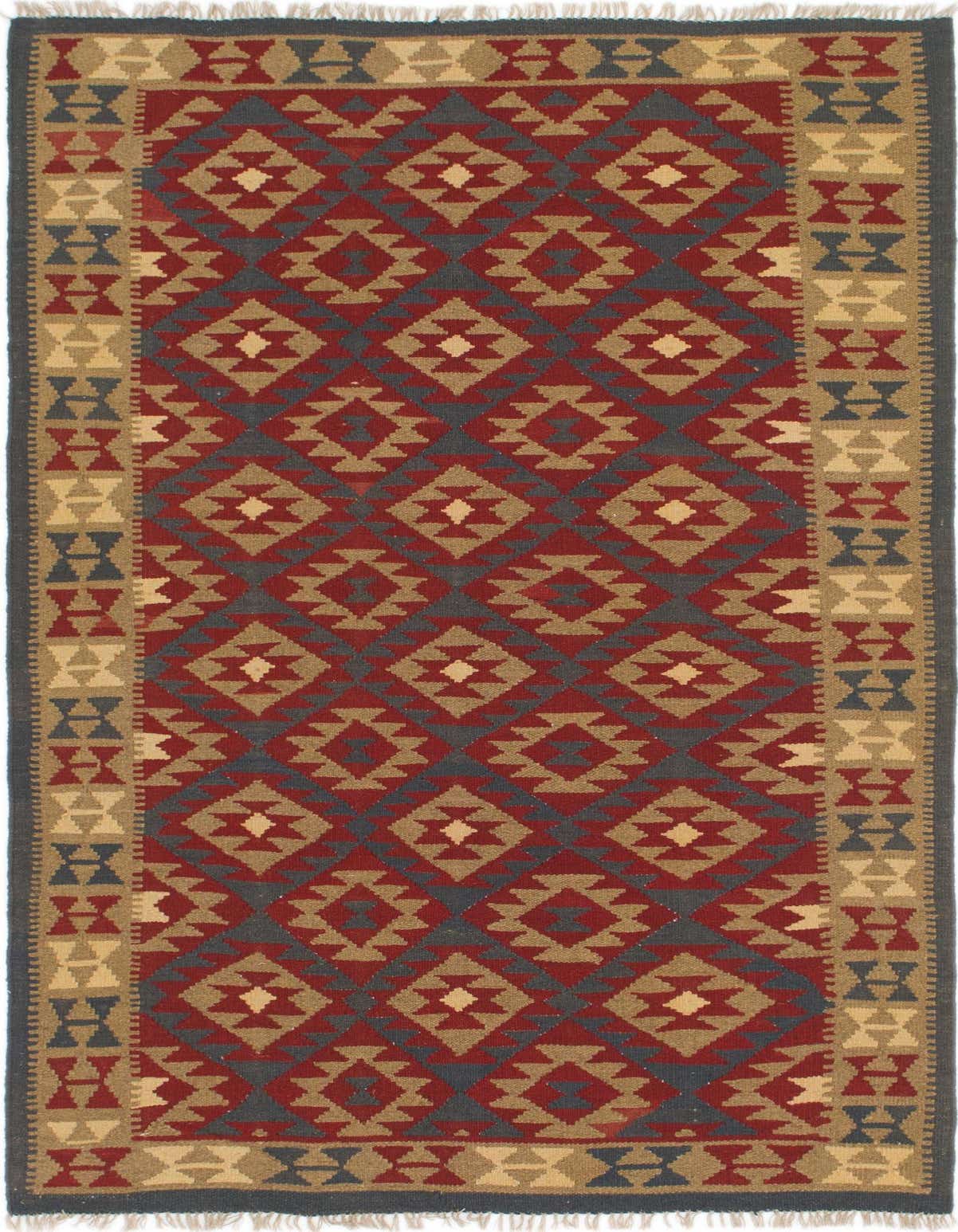 4' 10 x 8' 3 Hand Woven Kilim Maymana Wool Rug