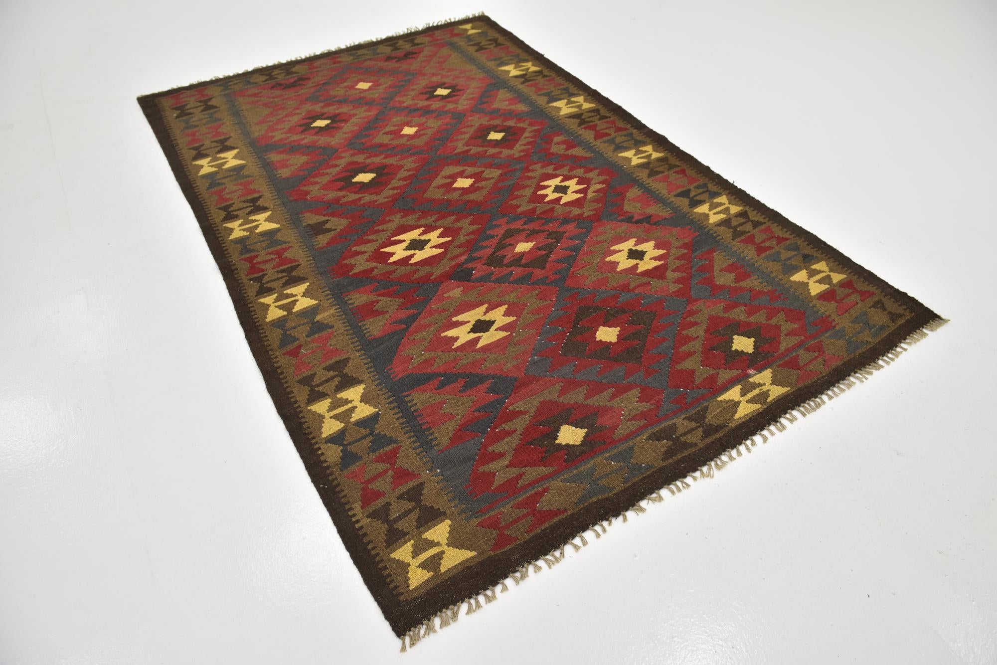 160cm x 250cm Tejido a mano Kilim Maymana Alfombra Lana