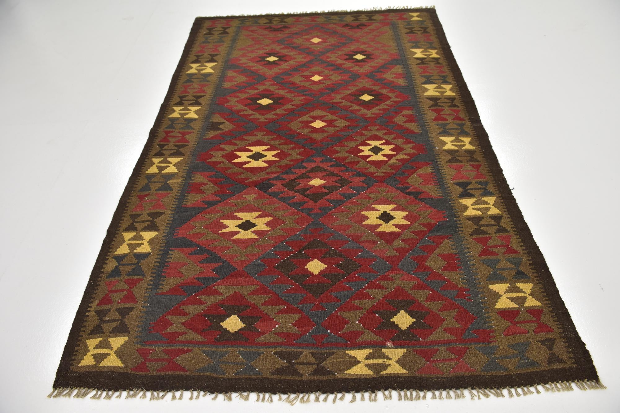160cm x 250cm Tejido a mano Kilim Maymana Alfombra Lana