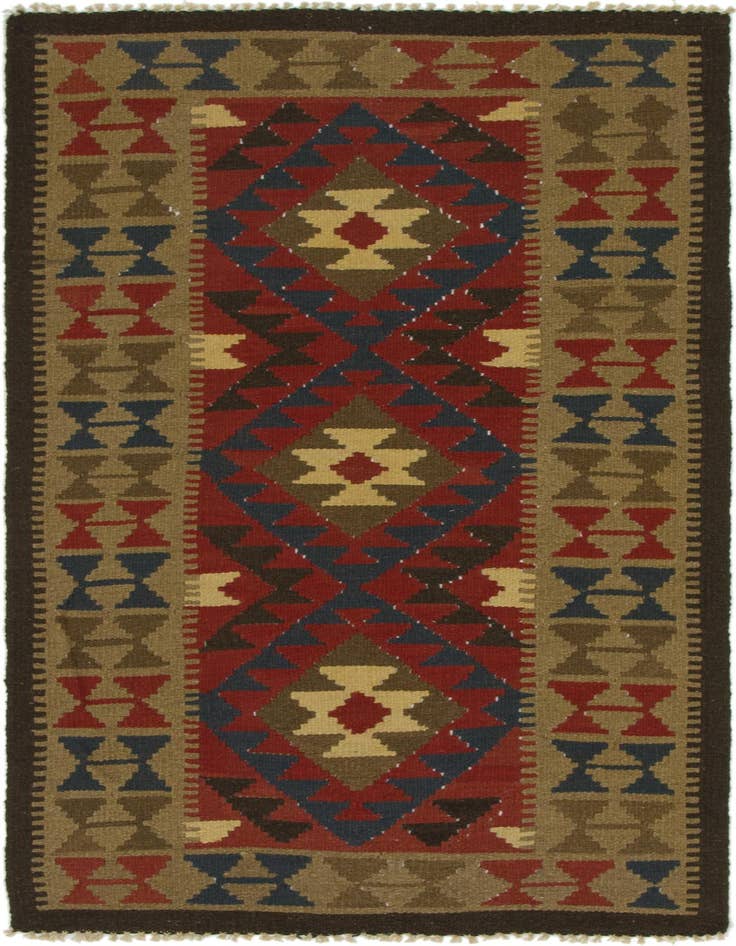 Detail image of 3' 3 x 6' 5 Hand Woven Kilim Maymana Wool Rug