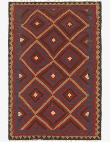 5' 5 x 8' Hand Woven Kilim Maymana Wool Rug