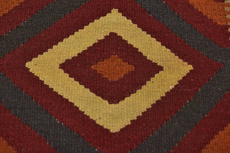 Detail image of 3' 2 x 6' 6 Hand Woven Kilim Maymana Wool Rug