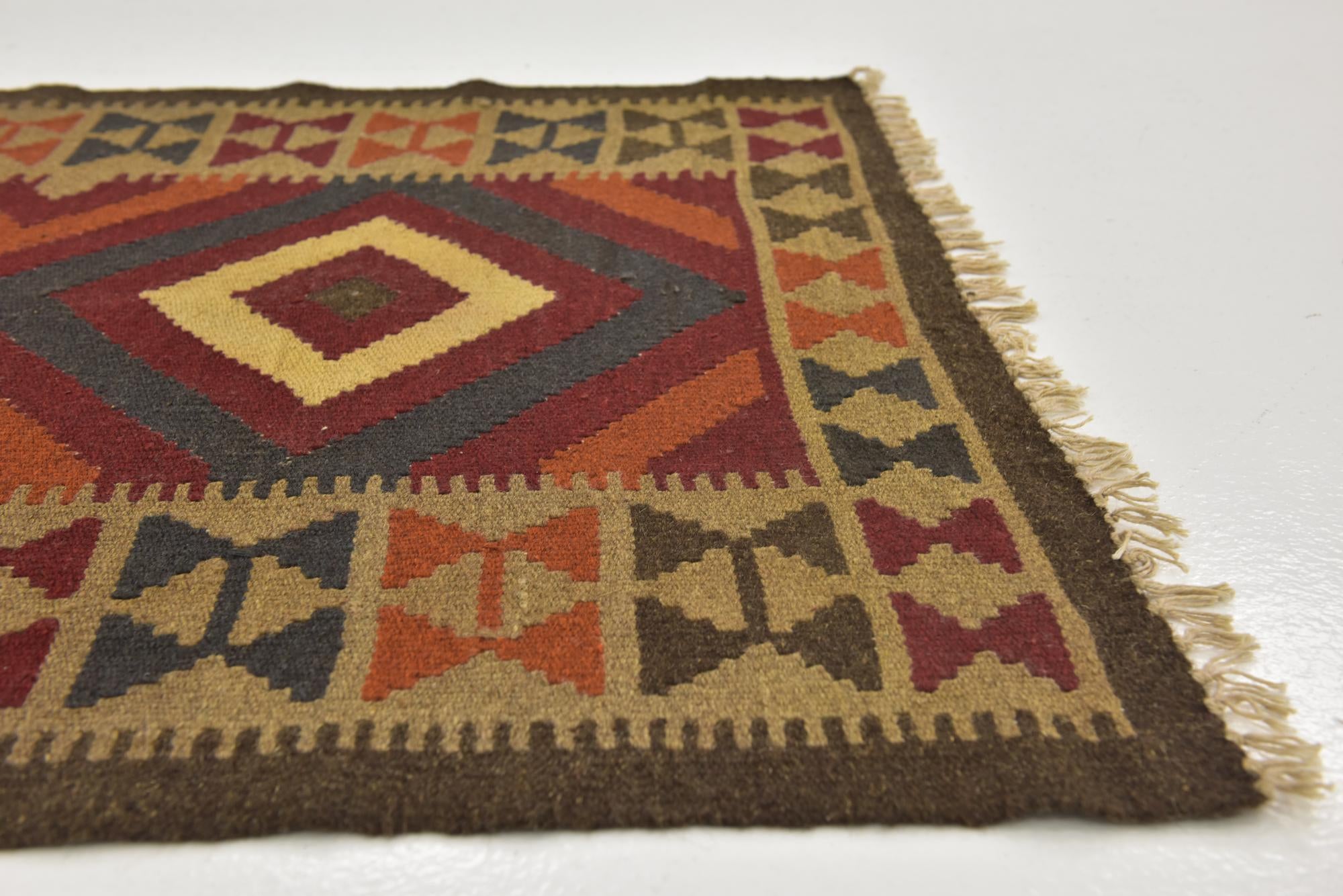 3' 2 x 6' 6 Hand Woven Kilim Maymana Wool Rug
