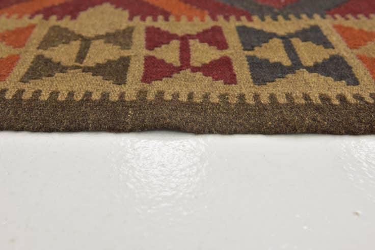 Detail image of 3' 2 x 6' 6 Hand Woven Kilim Maymana Wool Rug