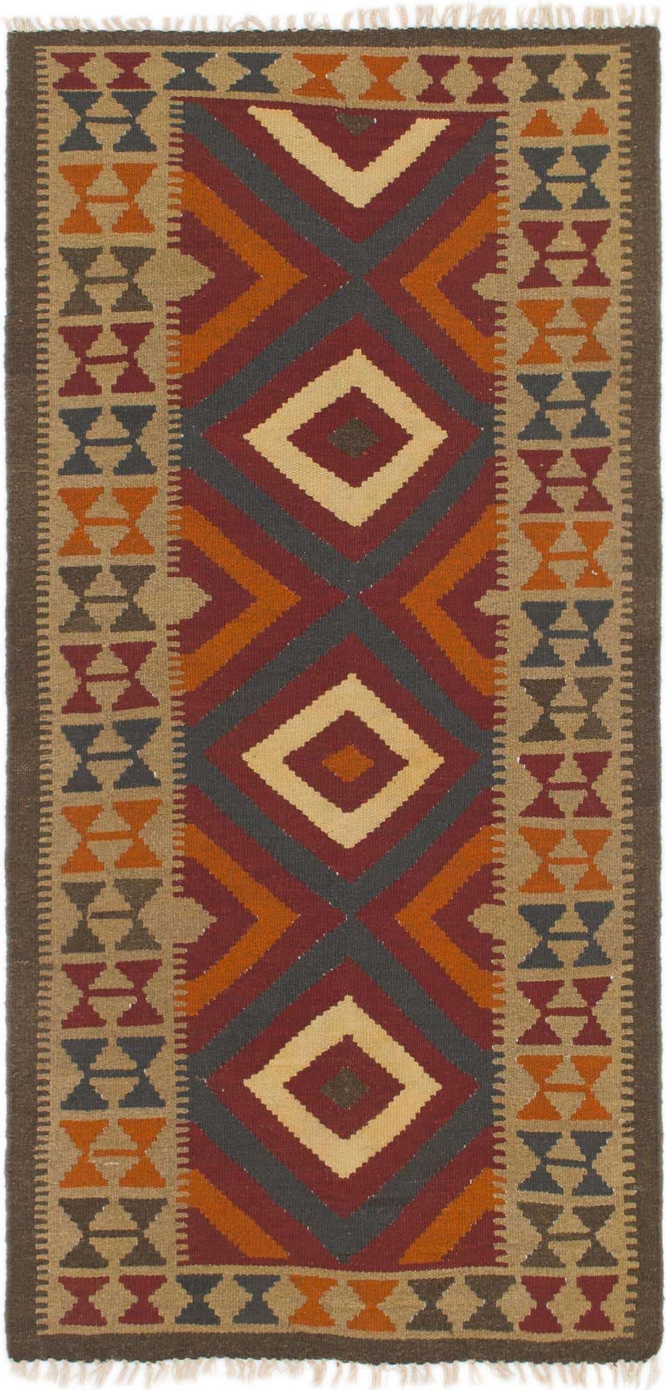 3' 2 x 6' 6 Hand Woven Kilim Maymana Wool Rug