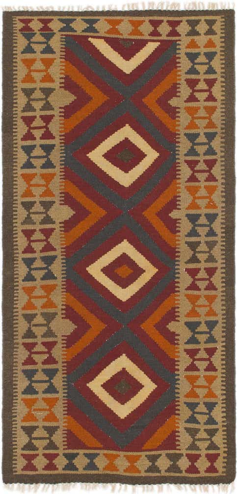3' 2 x 6' 6 Hand Woven Kilim Maymana Wool Rug