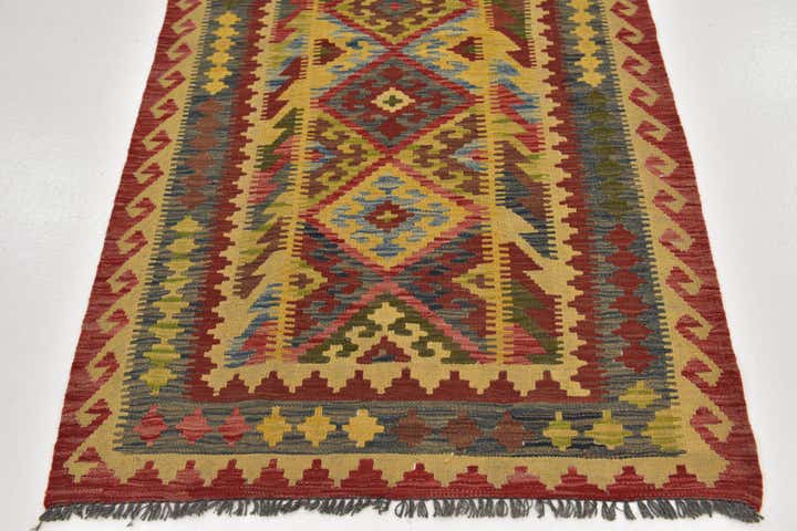 3' 7 x 6' 9 Hand Woven Kilim Maymana Wool Rug