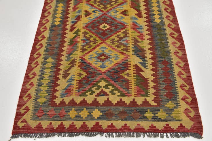 Detail image of 3' 7 x 6' 9 Hand Woven Kilim Maymana Wool Rug