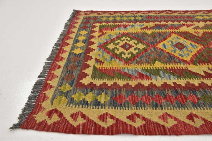3' 7 x 6' 9 Hand Woven Kilim Maymana Wool Rug