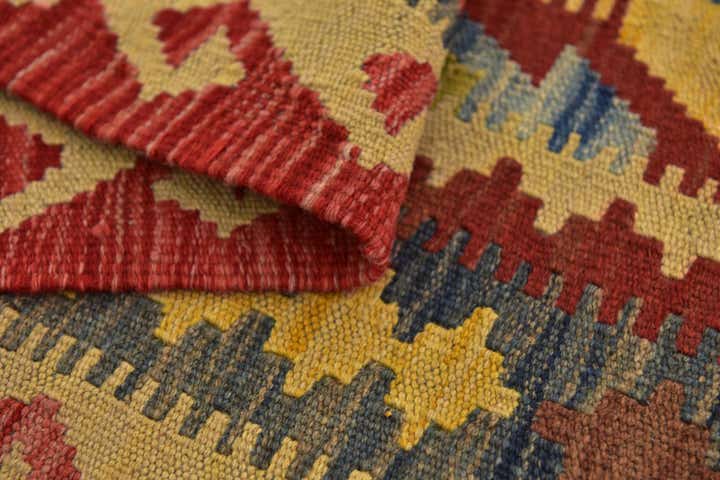 3' 7 x 6' 9 Hand Woven Kilim Maymana Wool Rug