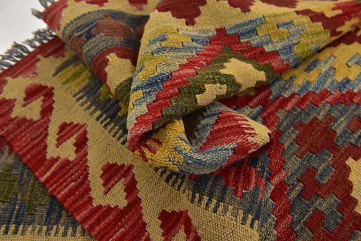 3' 7 x 6' 9 Hand Woven Kilim Maymana Wool Rug