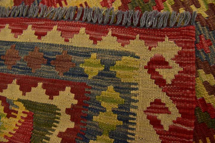 3' 7 x 6' 9 Hand Woven Kilim Maymana Wool Rug