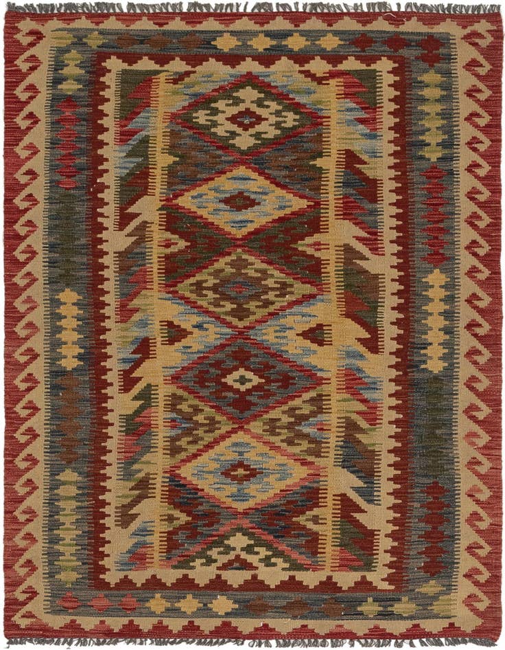 Detail image of 3' 7 x 6' 9 Hand Woven Kilim Maymana Wool Rug