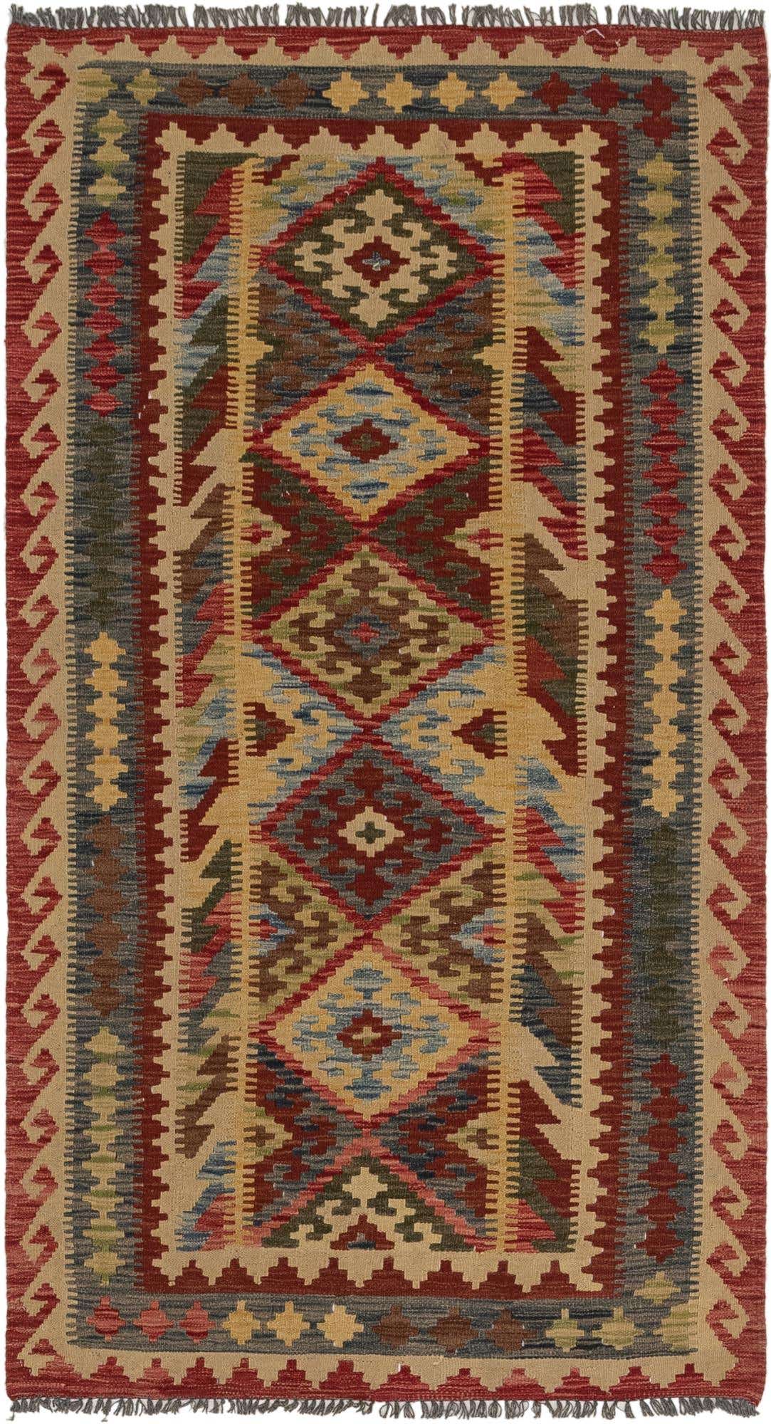 3' 7 x 6' 9 Hand Woven Kilim Maymana Wool Rug