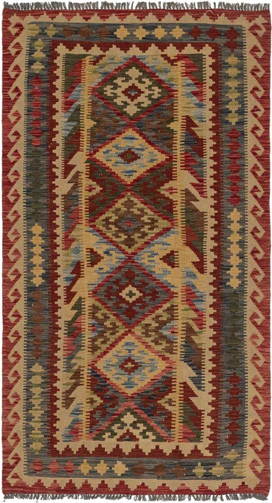 3' 7 x 6' 9 Hand Woven Kilim Maymana Wool Rug