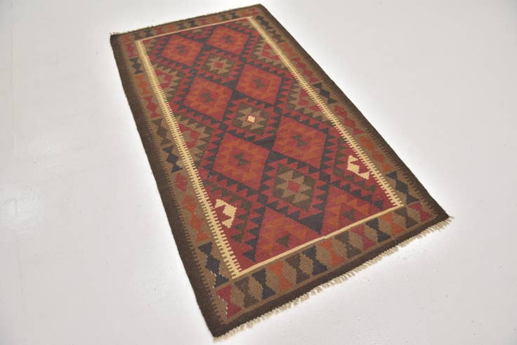 Detail image of 3' 7 x 6' 7 Hand Woven Kilim Maymana Wool Rug