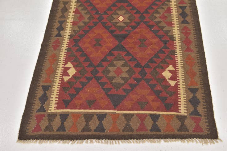 Detail image of 3' 7 x 6' 7 Hand Woven Kilim Maymana Wool Rug