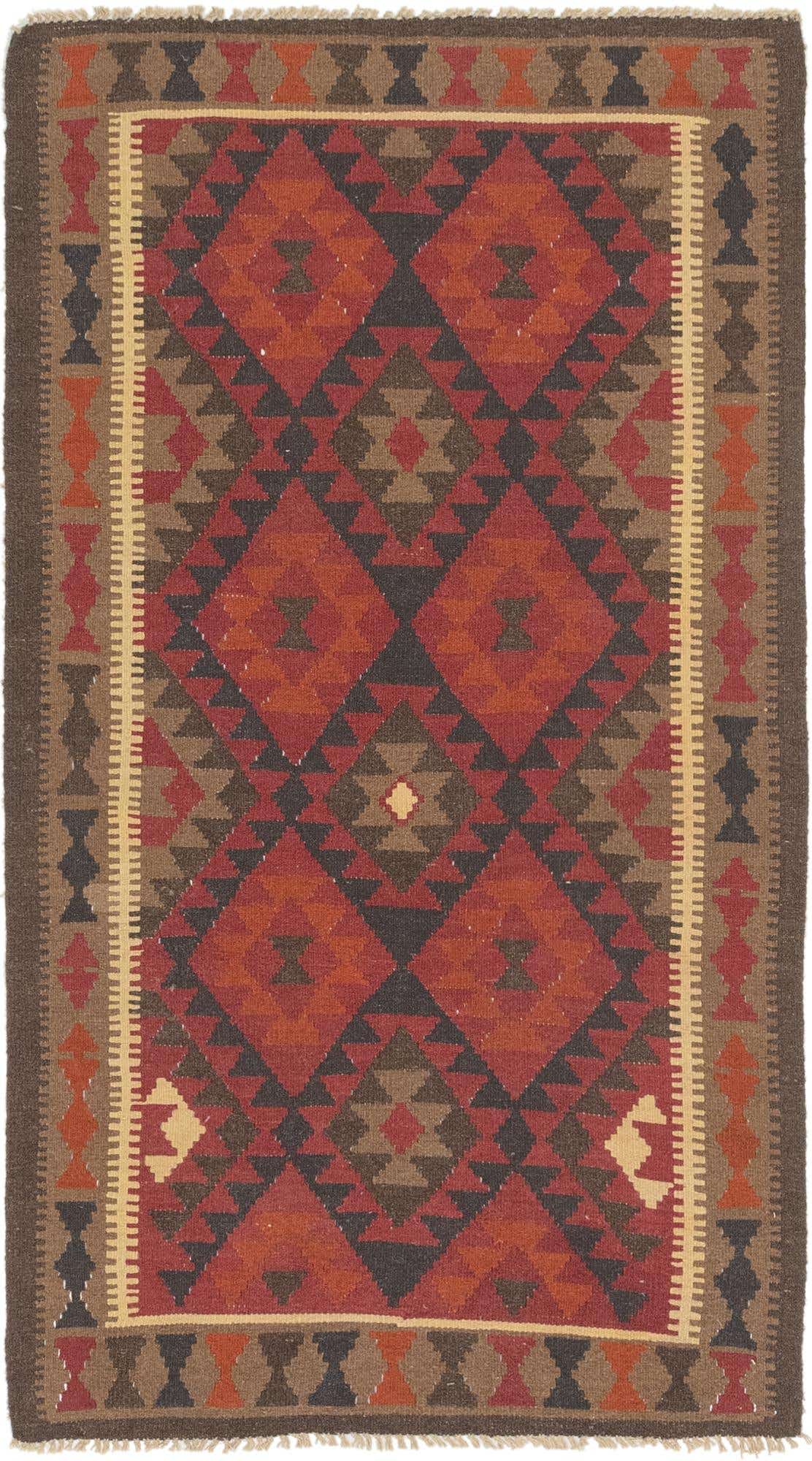 3' 7 x 6' 7 Hand Woven Kilim Maymana Wool Rug