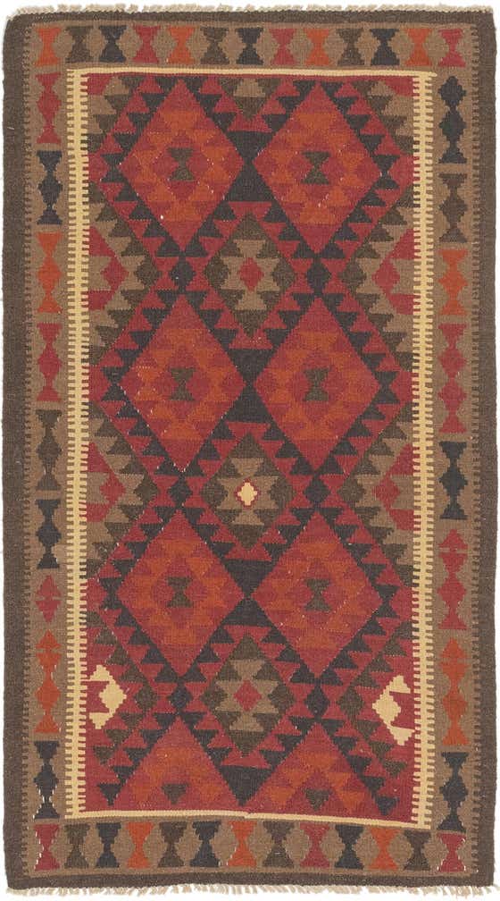 3' 7 x 6' 7 Hand Woven Kilim Maymana Wool Rug