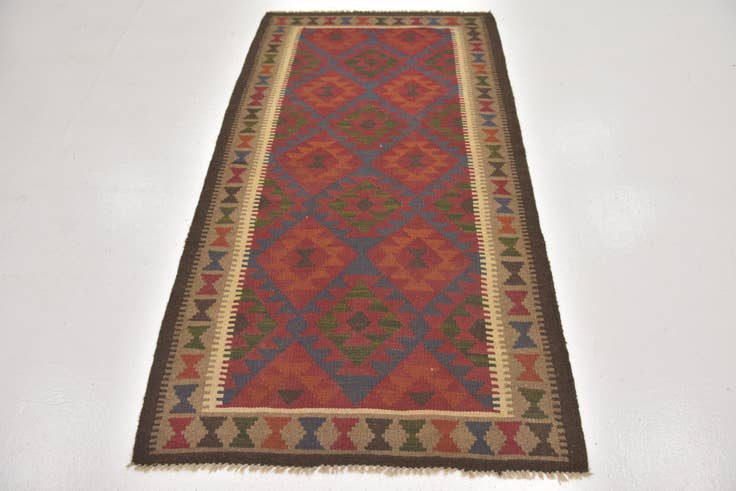 Detail image of 3' 6 x 6' 5 Hand Woven Kilim Maymana Wool Rug