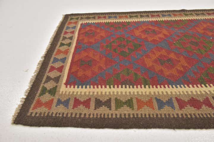 3' 6 x 6' 5 Hand Woven Kilim Maymana Wool Rug