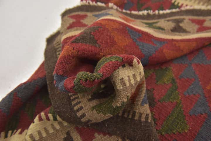 3' 6 x 6' 5 Hand Woven Kilim Maymana Wool Rug