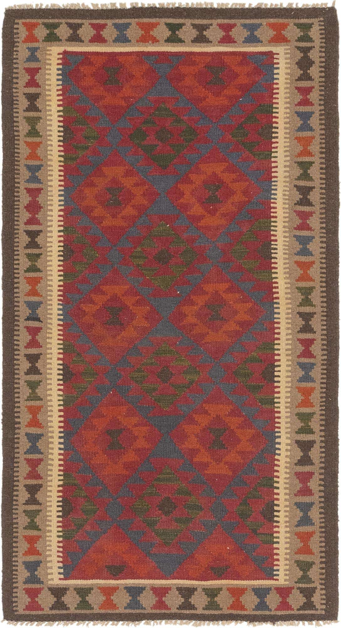 3' 6 x 6' 5 Hand Woven Kilim Maymana Wool Rug