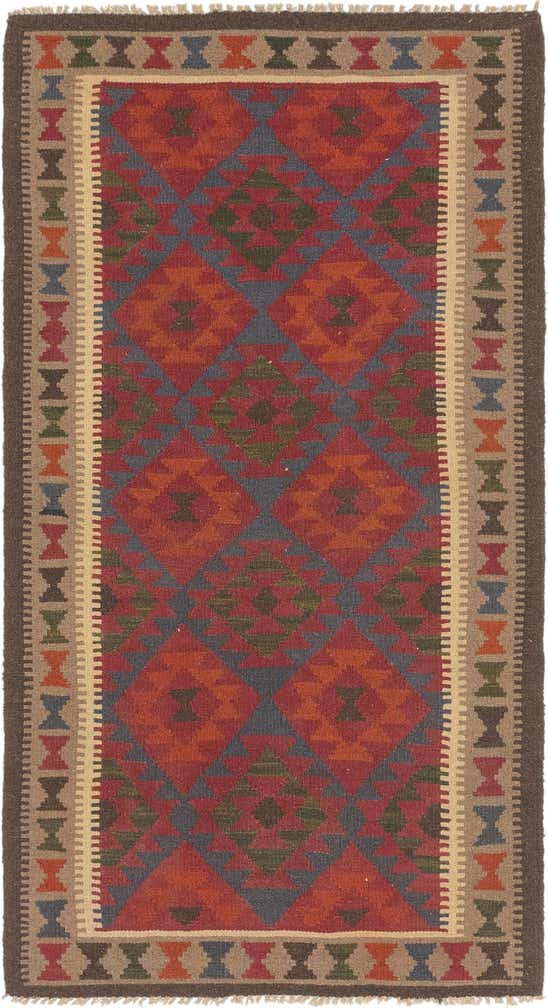 3' 6 x 6' 5 Hand Woven Kilim Maymana Wool Rug