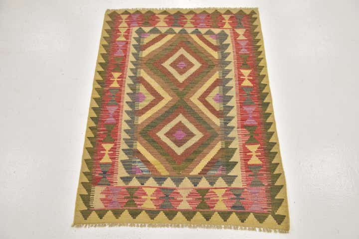 90cm x 115cm Hand Woven Kilim Maymana Wool Rug