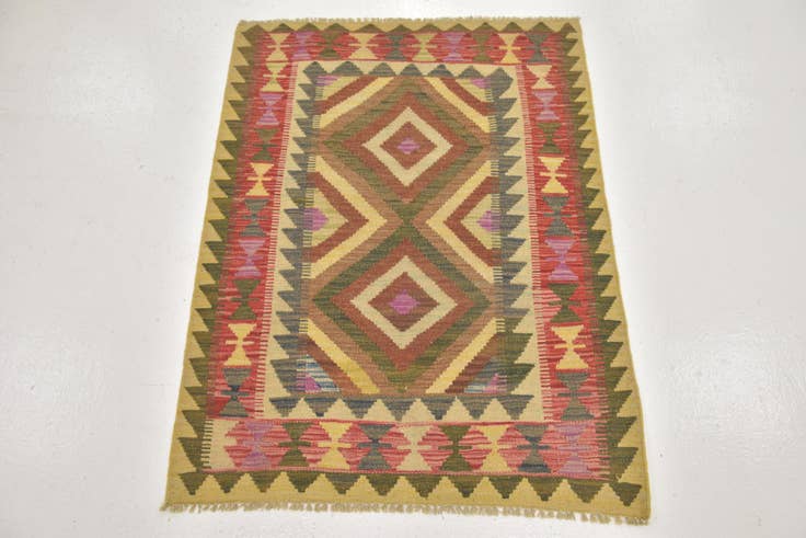 Detail image of 3' x 3' 10 Hand Woven Kilim Maymana Wool Rug