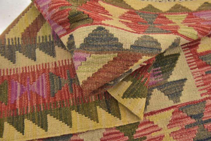 3' x 3' 10 Hand Woven Kilim Maymana Wool Rug