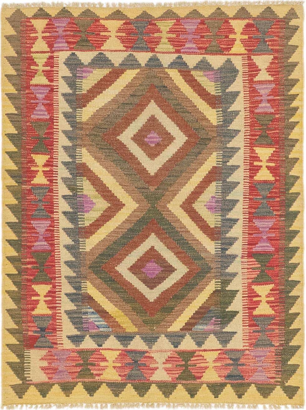 90cm x 115cm Hand Woven Kilim Maymana Wool Rug