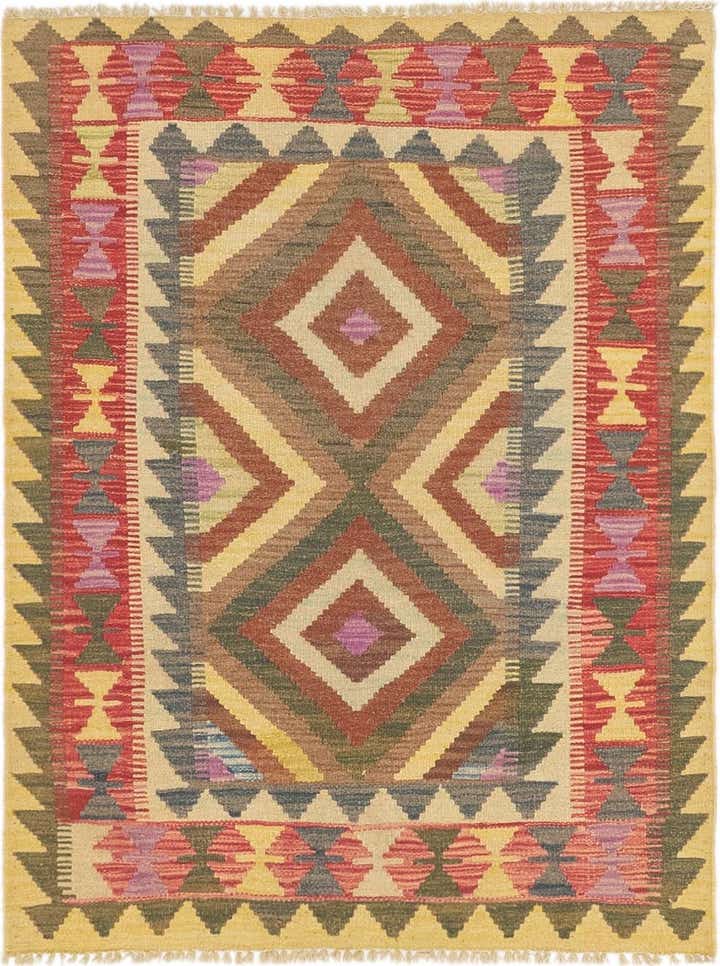 90cm x 115cm Hand Woven Kilim Maymana Wool Rug