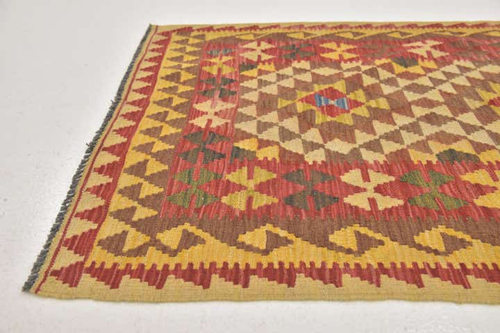 3' x 4' 3 Hand Woven Kilim Maymana Wool Rug