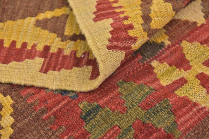 3' x 4' 3 Hand Woven Kilim Maymana Wool Rug