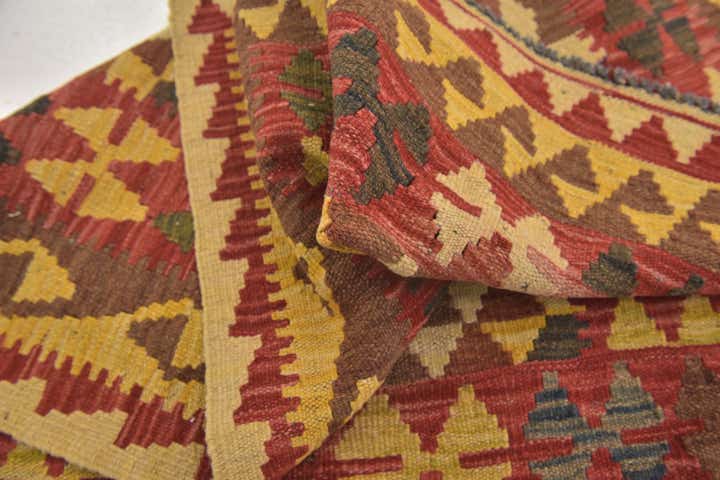 3' x 4' 3 Hand Woven Kilim Maymana Wool Rug