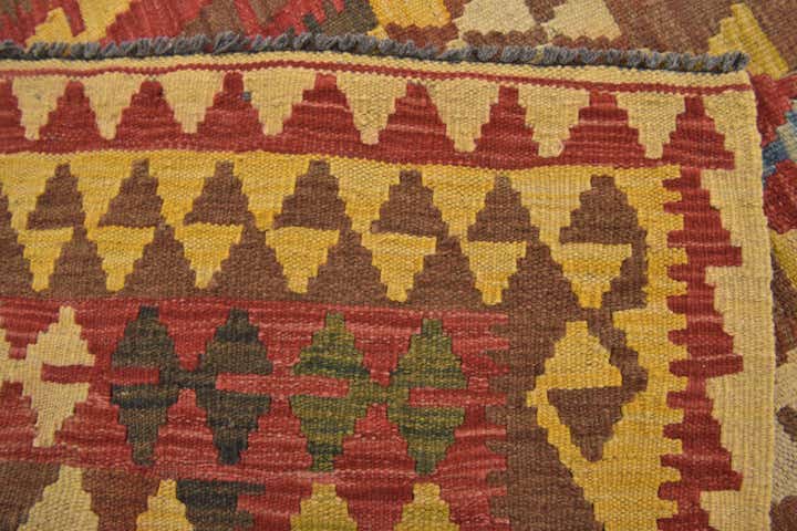 3' x 4' 3 Hand Woven Kilim Maymana Wool Rug