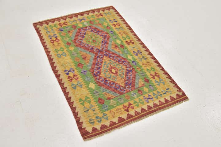 2' 6 x 4' Hand Woven Kilim Maymana Wool Rug