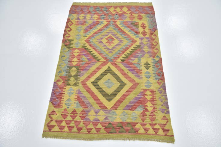 Detail image of 3' x 4' 8 Hand Woven Kilim Maymana Wool Rug