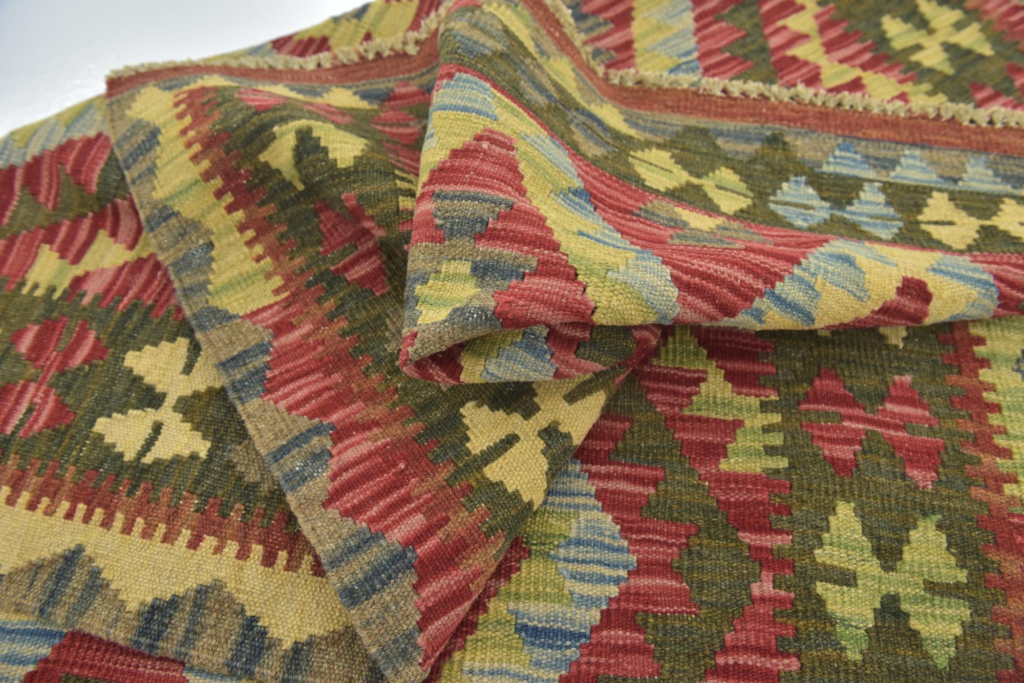 3' 6 x 4' 10 Hand Woven Kilim Maymana Wool Rug
