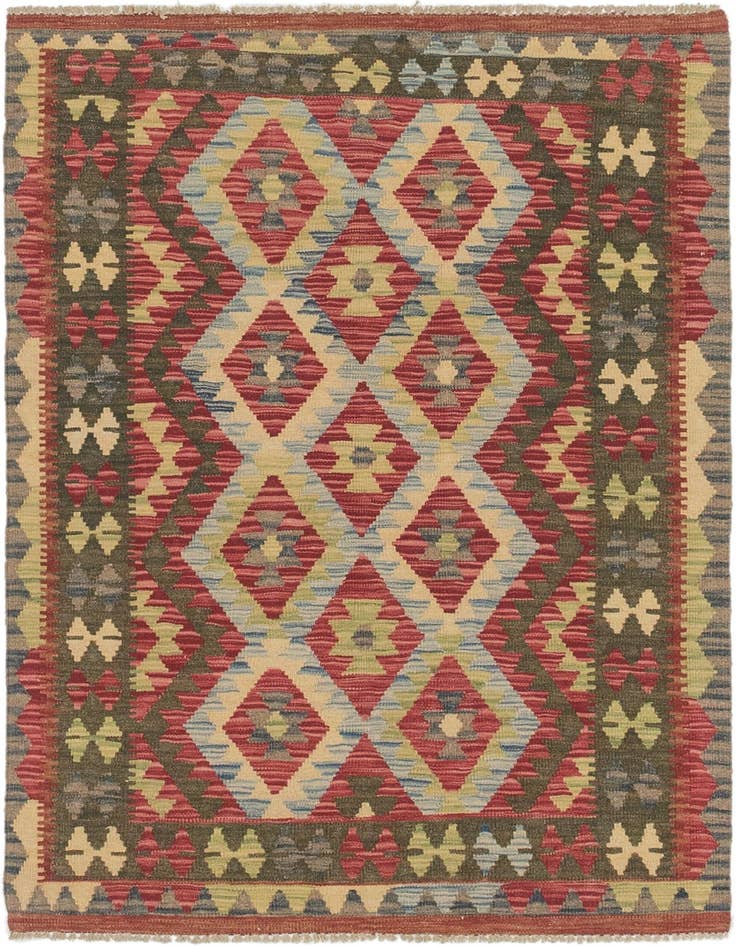 Detail image of 3' 6 x 4' 10 Hand Woven Kilim Maymana Wool Rug