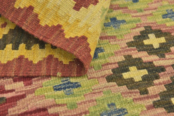 Detail image of 2' 10 x 4' 2 Hand Woven Kilim Maymana Wool Rug